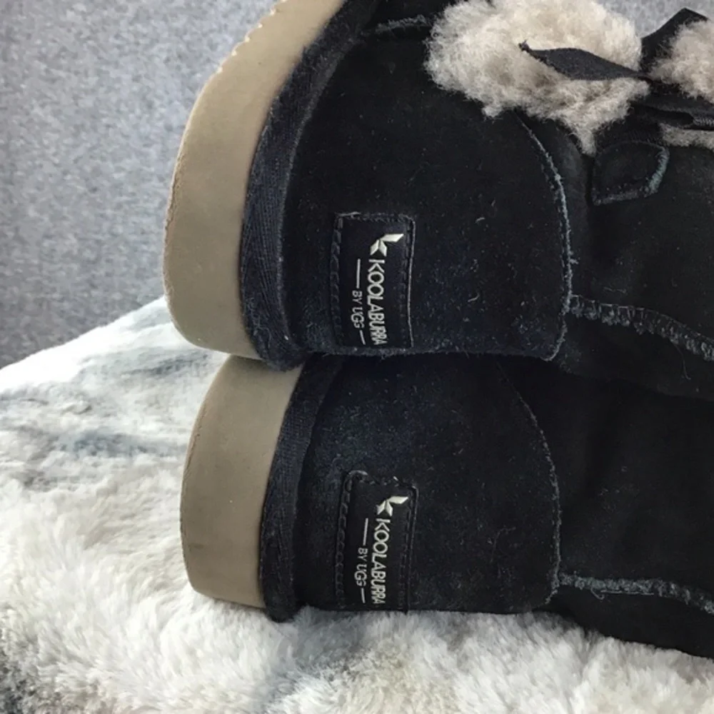 UGG Koolaburra Suede Victoria Three Bow Faux Fur Lined Boot‎ Size 7